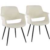 Vintage Flair Dining Accent Chair in Black Metal & Black Leatherette (Set of 2)